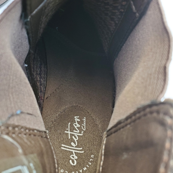 Sz 10 Clarks Collection Mens Hinman Mid Chukka Boots Tan/Taupe Leather Suede EUC main image 15